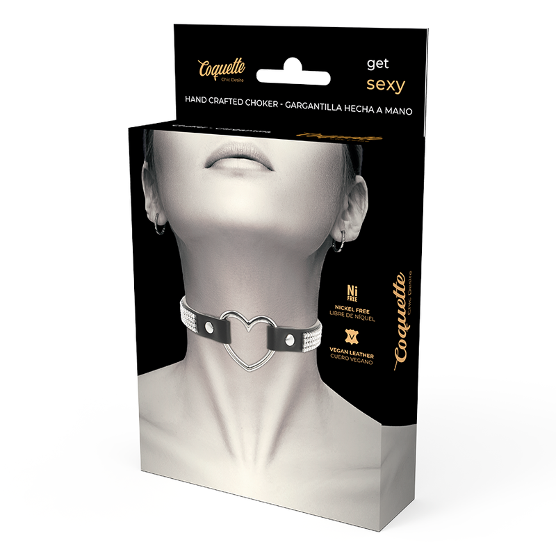 COQUETTE CHIC DESIRE - VEGAN LEATHER COLLAR WITH HEART