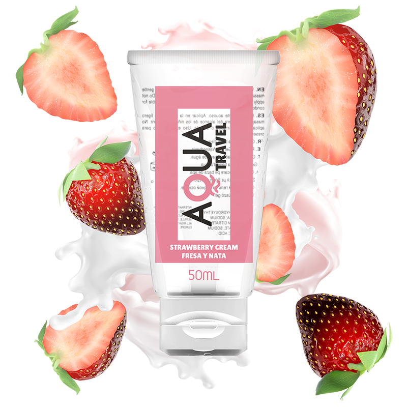 AQUA TRAVEL - WATER-BASED LUBRICANT WITH STRAWBERRY CREAM FLAVOR - 50 ML