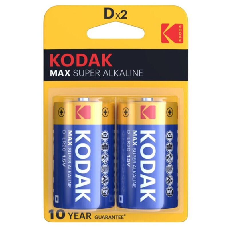 KODAK - MAX ALKALINE BATTERY D LR20 2 UNITS