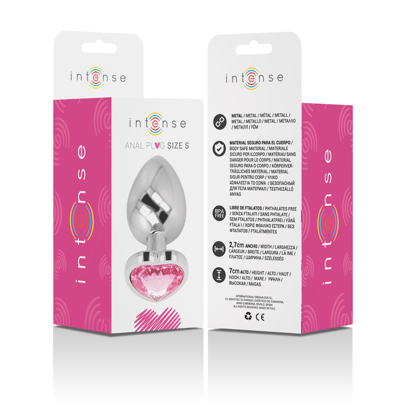 INTENSE - ALUMINIUM METAL ANAL PLUG PINK HEART SIZE S