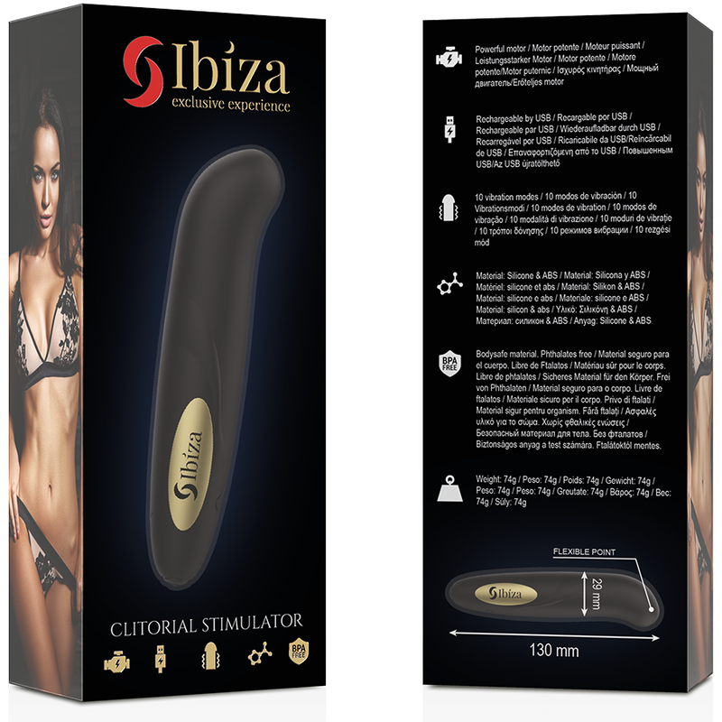 IBIZA - KLITERSTIMULATOR USB-LADEGERT 10 VIBRATIONSMODI GOLDEN 13 X 2,9 CM