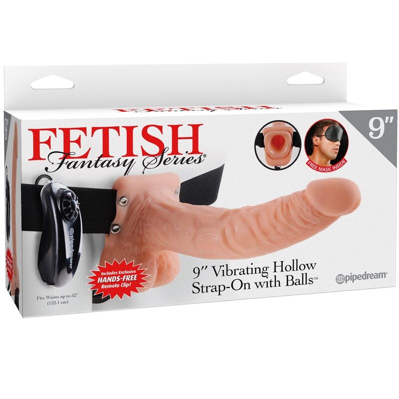 FETISH FANTASY SERIES - ADJUSTABLE STRAP-ON WITH REMOTE CONTROL, REALISTIC PENIS WITH TESTICLES 23 CM