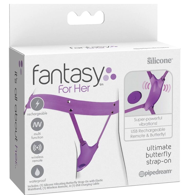 FANTASY FOR HER - VIBRATING BUTTERFLY HARNESS, RECHARGEABLE & WIRELESS REMOTE