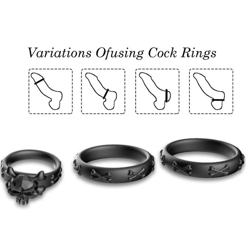 ARMONY - CALAVERA SILICONE RINGS BLACK