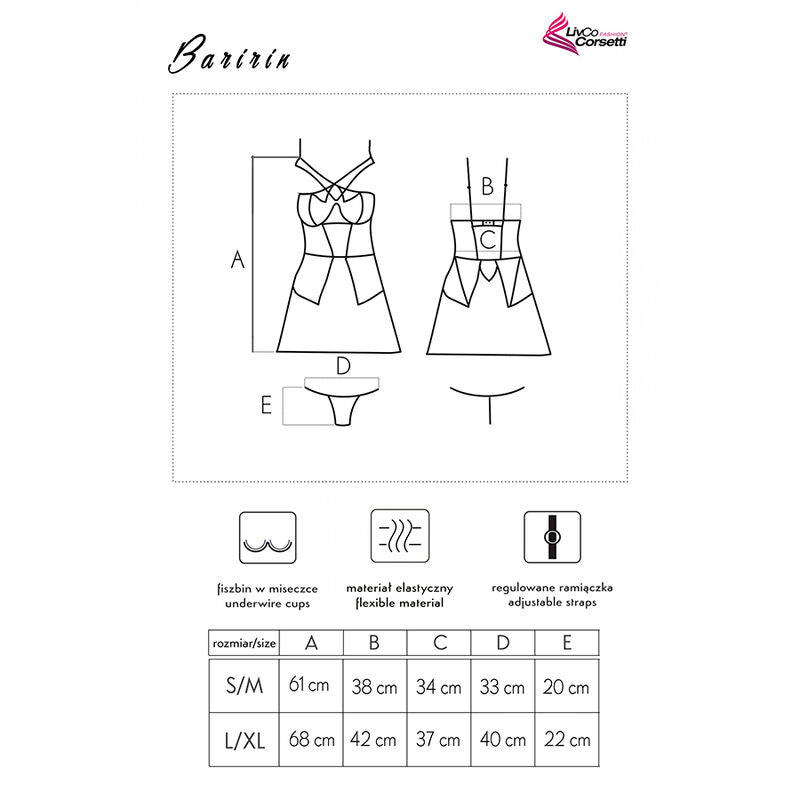 LIVCO CORSETTI FASHION - BARIRIN LC 90633 SHIRT + TROUSERS BLACK L/XL