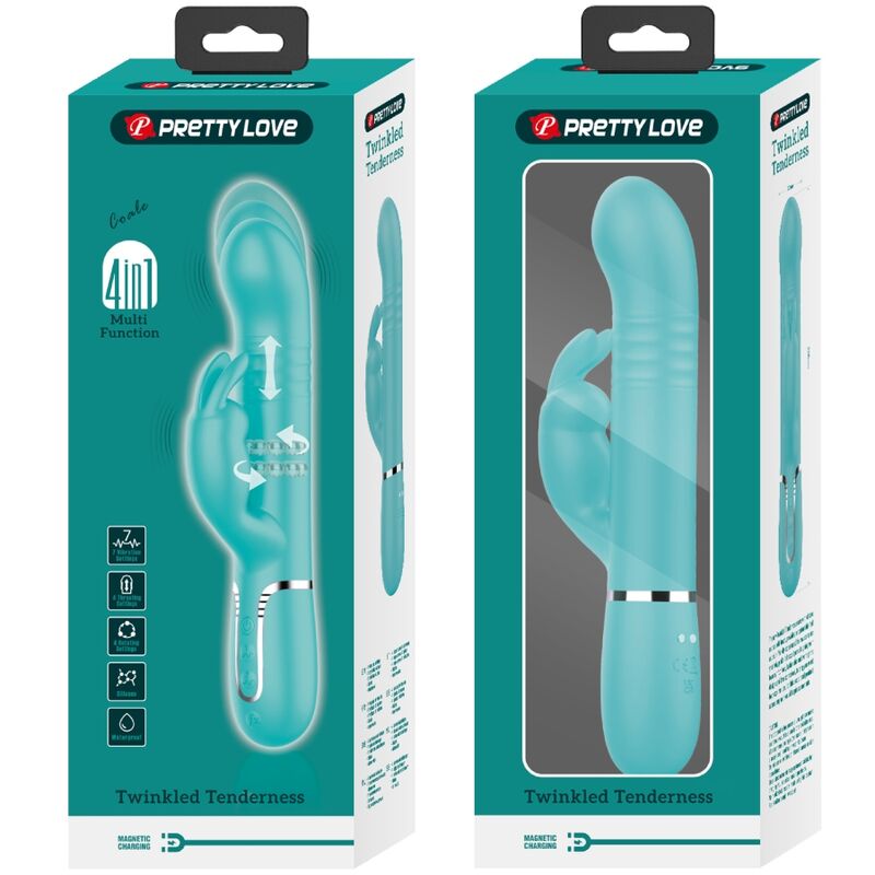 PRETTY LOVE - COALE RABBIT VIBRATOR BEADS AQUA GREEN