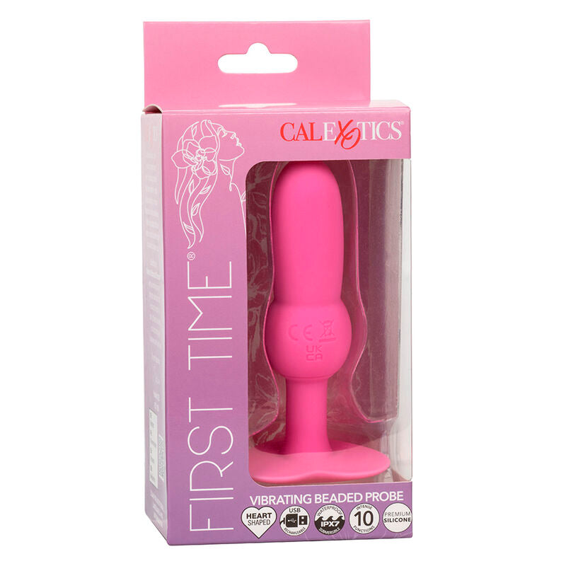 CALEXOTICS - FIRST TIME ANAL PLUG WITH BEADED PROBE 10 VIBRATIONS PINK