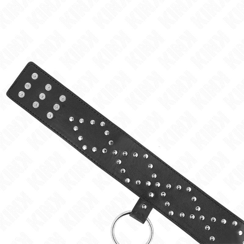 KINK - COLLAR 65 CM WITH LEASH WITH SILVER STUDS MODEL 3 ADJUSTABLE 36-43 CM X 5 CM