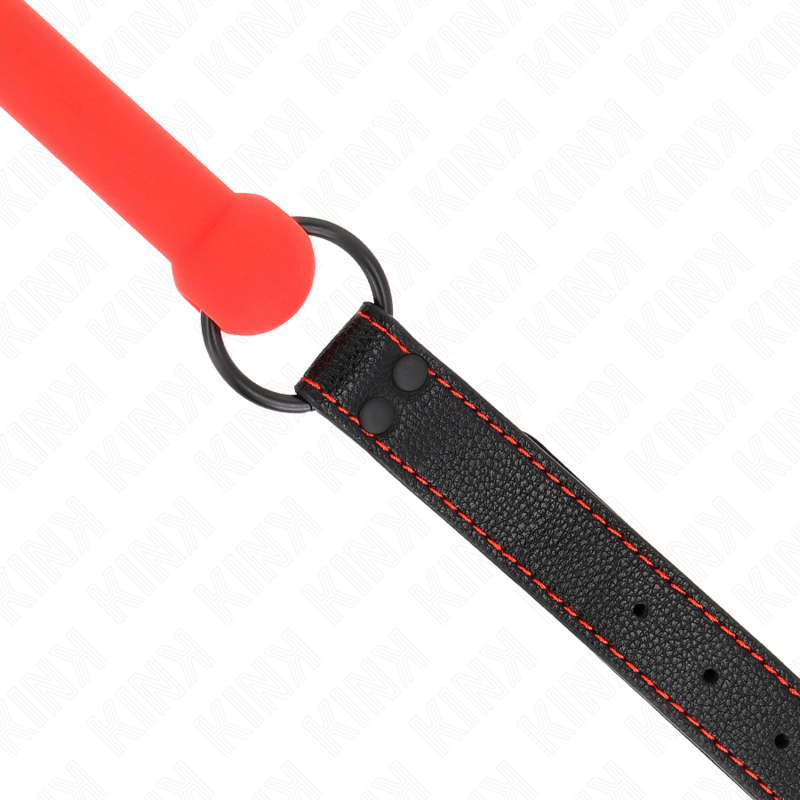 KINK - BONE GAG WITH FAUX LEATHER STRAP RED ADJUSTABLE 41-57 CM