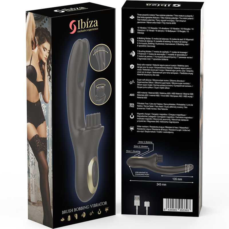 IBIZA - HI-TECH RABBIT BRUSHING MULTICELL CLITORAL AND DUAL WAVE VIBRATOR