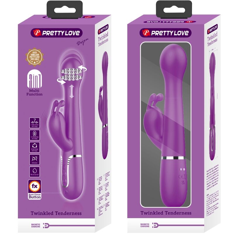 PRETTY LOVE - DEJON 3 IN 1 MULTIFUNCTIONAL RABBIT VIBRATOR PURPLE