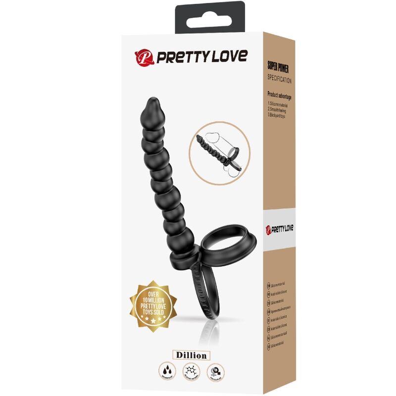 PRETTY LOVE - DILLION DOPPELTE PENETRATION COCK RING SCHWARZ