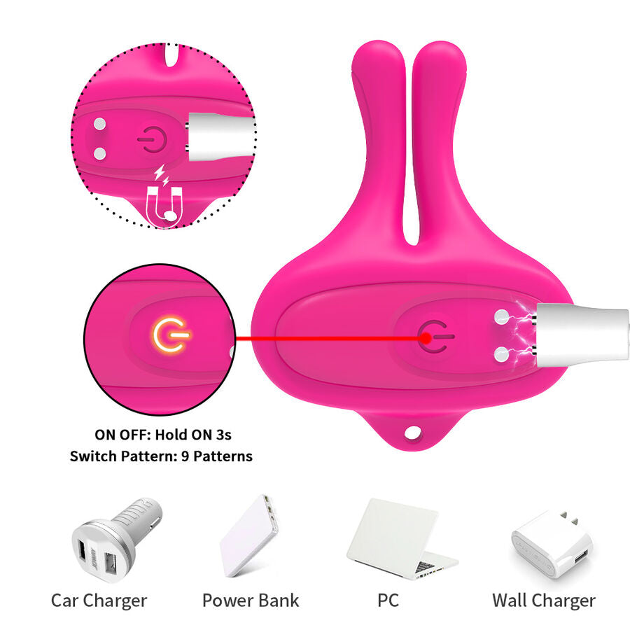 ARMONY - RABBIT SHAPED VIBRATING MAGNETIC NIPPLE CLAMPS PINK