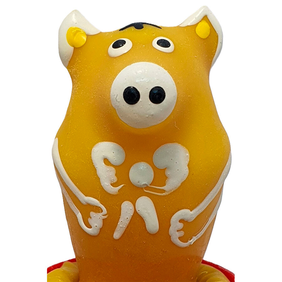 CONDOMERIE - HAND-PAINTED NOVELTY CONDOMS PIG SITTING YELLOW