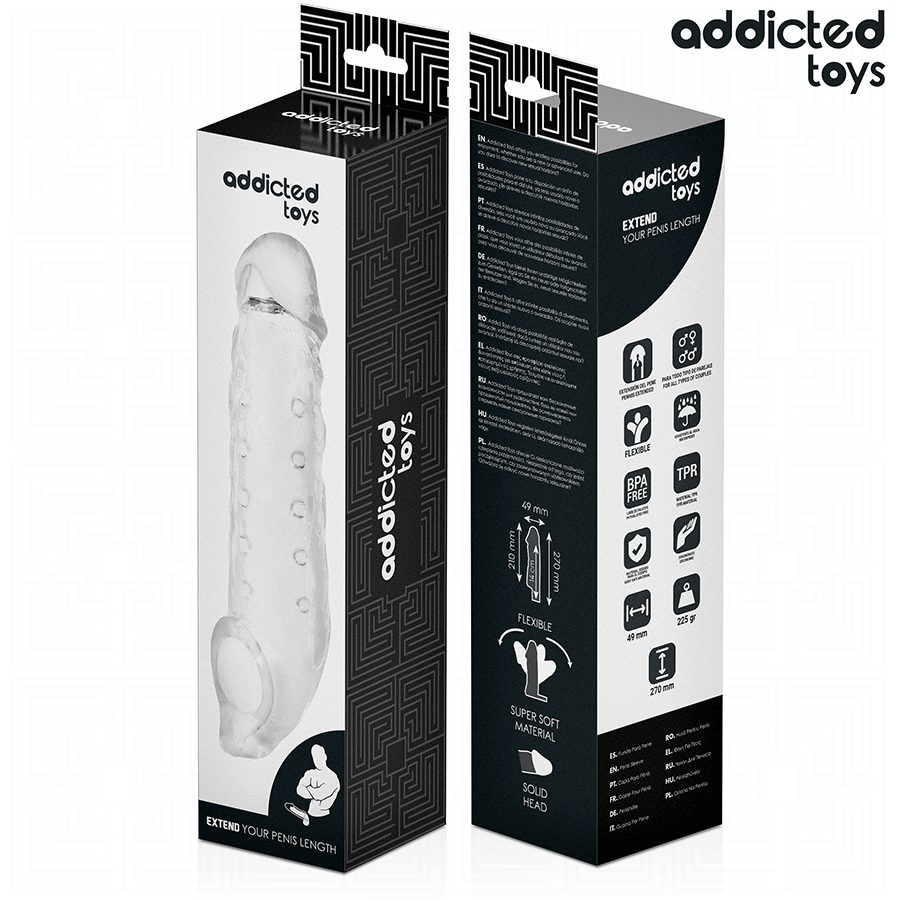 ADDICTED TOYS - TRANSPARENT PENIS EXTENDER SIZE S 23 CM