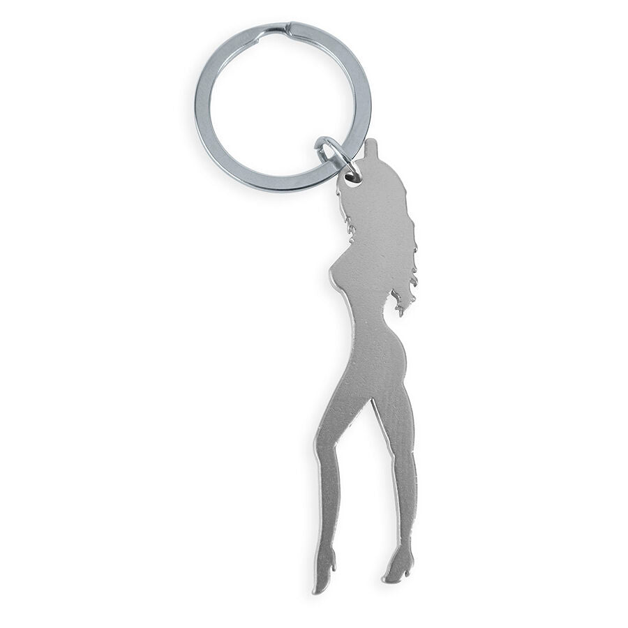 DIABLO PICANTE - KEYCHAIN WITH FEMALE SILHOUETTE IN SILVER WITH BOTTLE OPENER