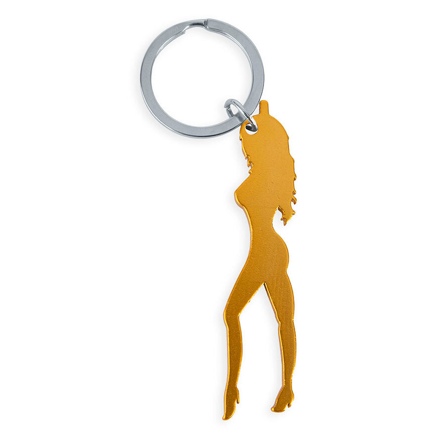 DIABLO PICANTE - KEYCHAIN WITH FEMALE SILHOUETTE IN GOLD WITH BOTTLE OPENER