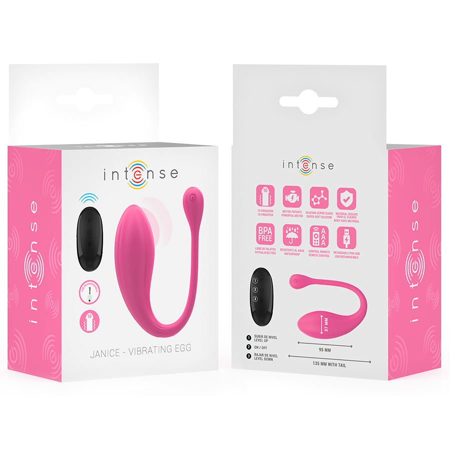 INTENSE - JANICE U VIBRATOR DUAL STIMULATION 10 VIBRATIONS PINK REMOTE CONTROL