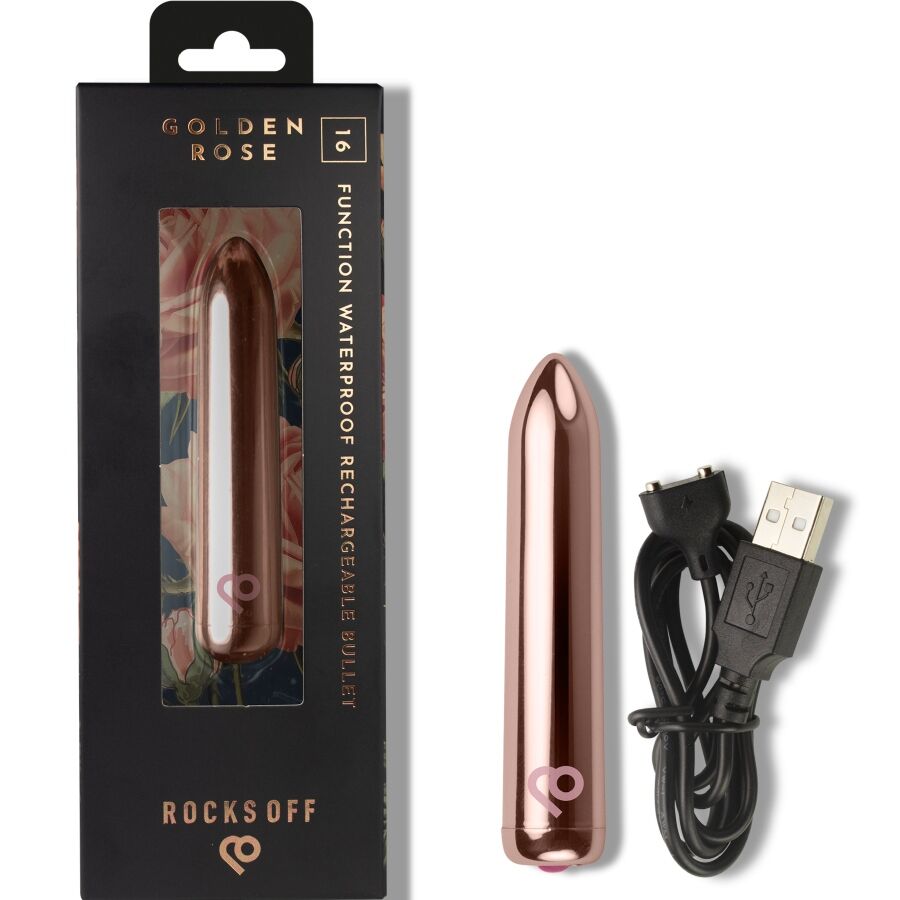 ROCKS-OFF - WIEDERAUFLADBARER VIBRIERENDER BULLET GOLDEN ROSE