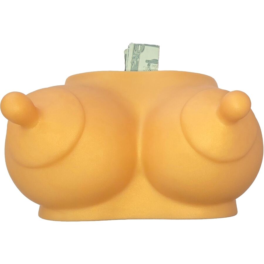 DIABLO PICANTE - PIGGY BANK IN THE SHAPE OF BREASTS, GOLD-COLOURED