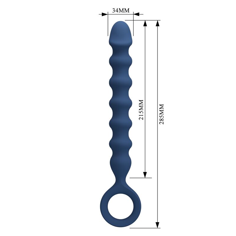 MR PLAY – BLAUE SILIKON-ANALPERLEN & ANALPLUG – Ø – 3,4 CM – 28,5 CM