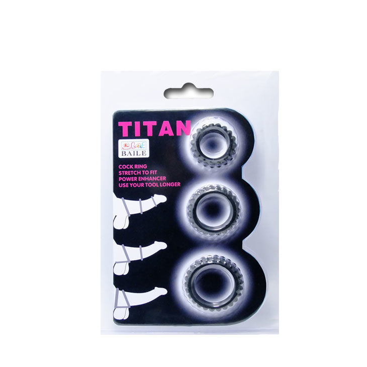 BAILE - TITAN SET 3PC COCKRING BLACK 2.8 + 2.4 + 1.9 CM