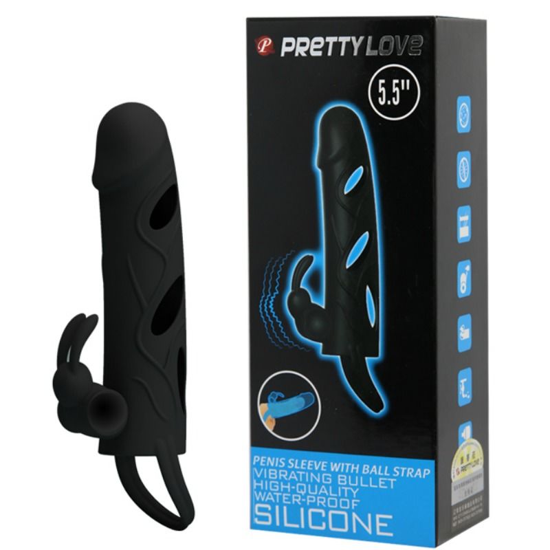 PRETTY LOVE - SILICONE SLEEVE WITH VIBRATION 14 CM 1.0