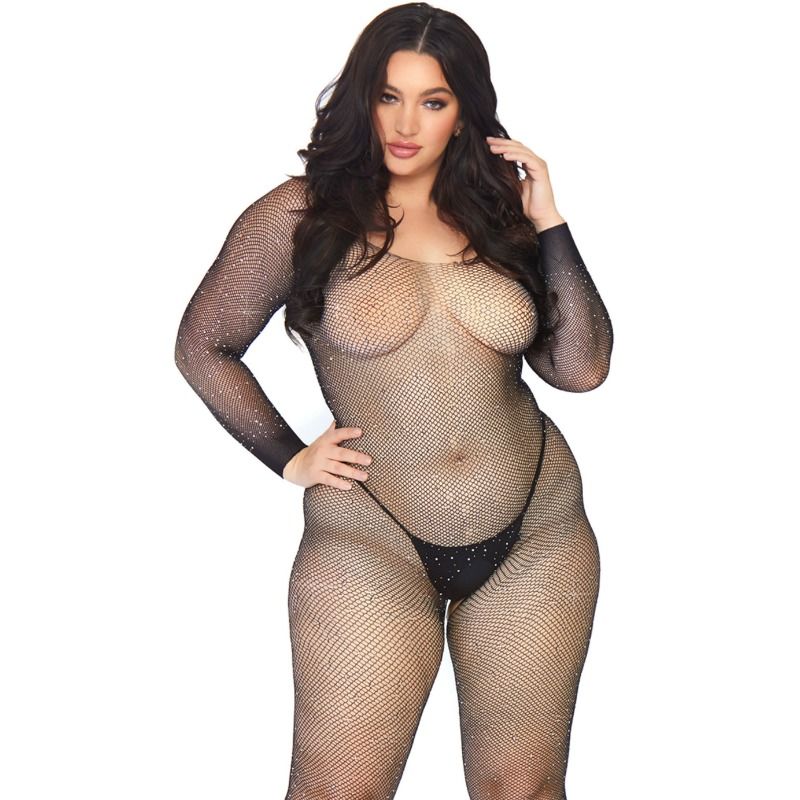 LEG AVENUE - CRYSTALLIZED NET BODY STOCKING 1X-2X