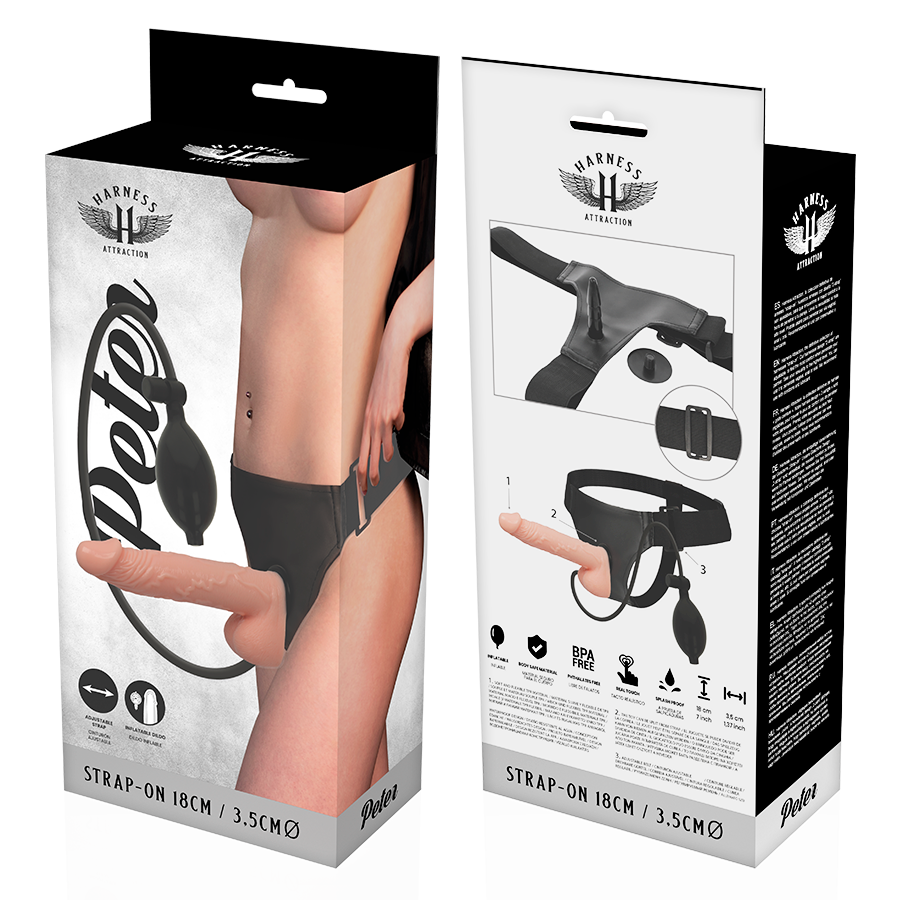 HARNESS ATTRACTION - HORNED PETER WITH INFLATABLE PENIS 18 CM -O- 3.5 CM