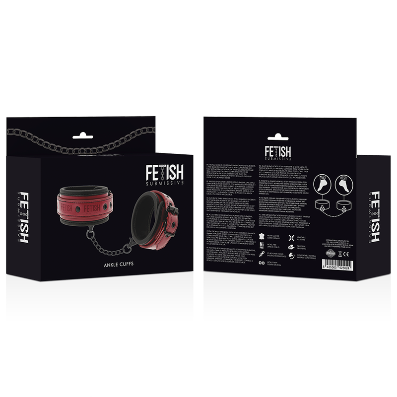 FETISH SUBMISSIVE DARK ROOM - ANKLE CUFFS MADE OF VEGAN LEATHER WITH NEOPRENE LINING