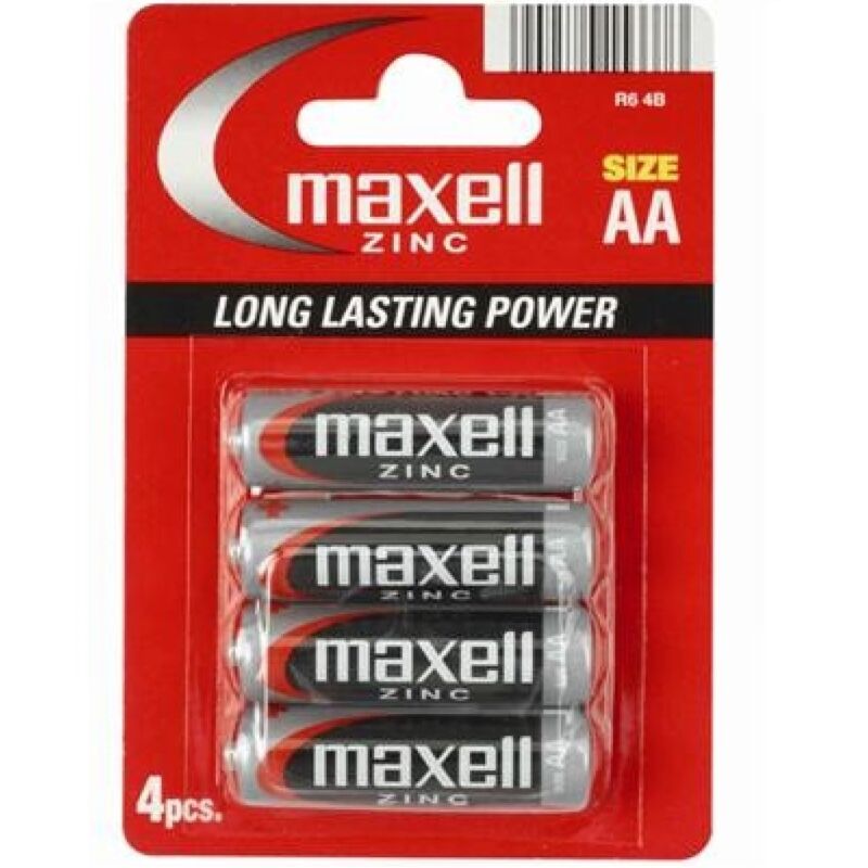 MAXELL - SALINE MANGANESE AA R6 BATTERY * 4 UNITS