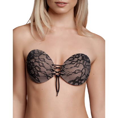 BYE-BRA - BRA WITH ADHESIVE SLOTTED & EMBROIDERED CUP D