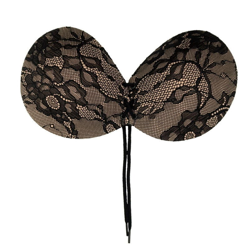 BYE-BRA - BRA WITH ADHESIVE SLOTTED & EMBROIDERED CUP D