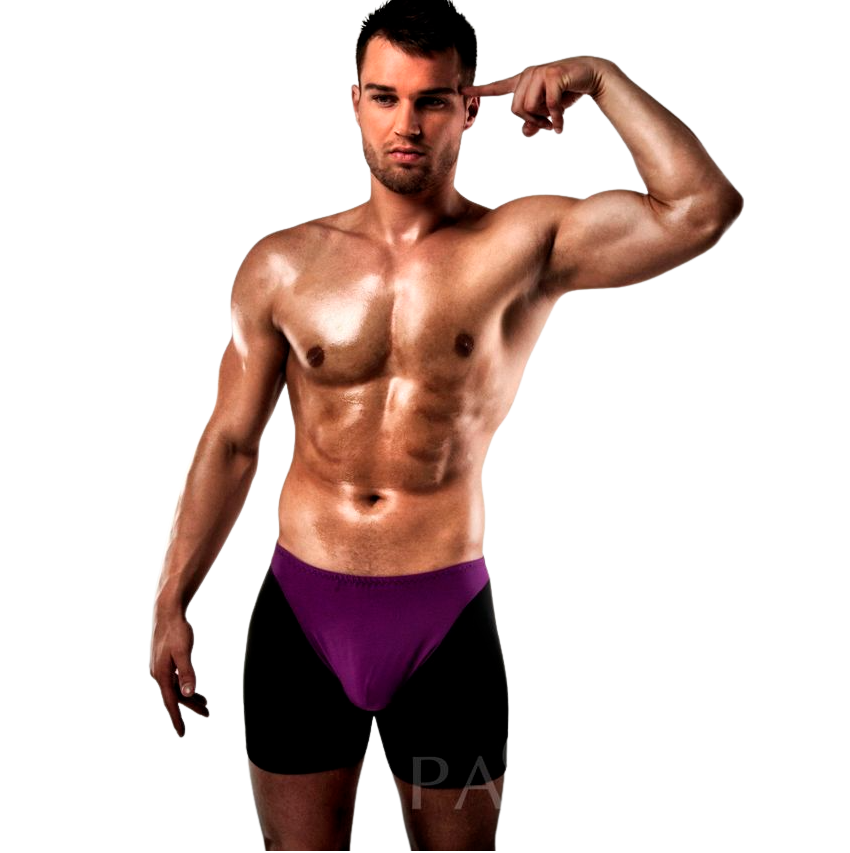 PASSION - BOXER 009 LILA/SCHWARZ EROTIC LINGERIE S/M