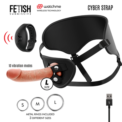 FETISH SUBMISSIVE CYBER STRAP - HARNESS WITH REMOTE CONTROL DILDO WATCHME L-TECHNOLOGY