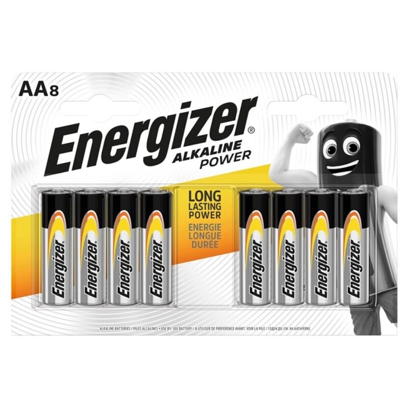 ENERGIZER - POWER ALKALINE BATTERY AA LR6 8 COUNT