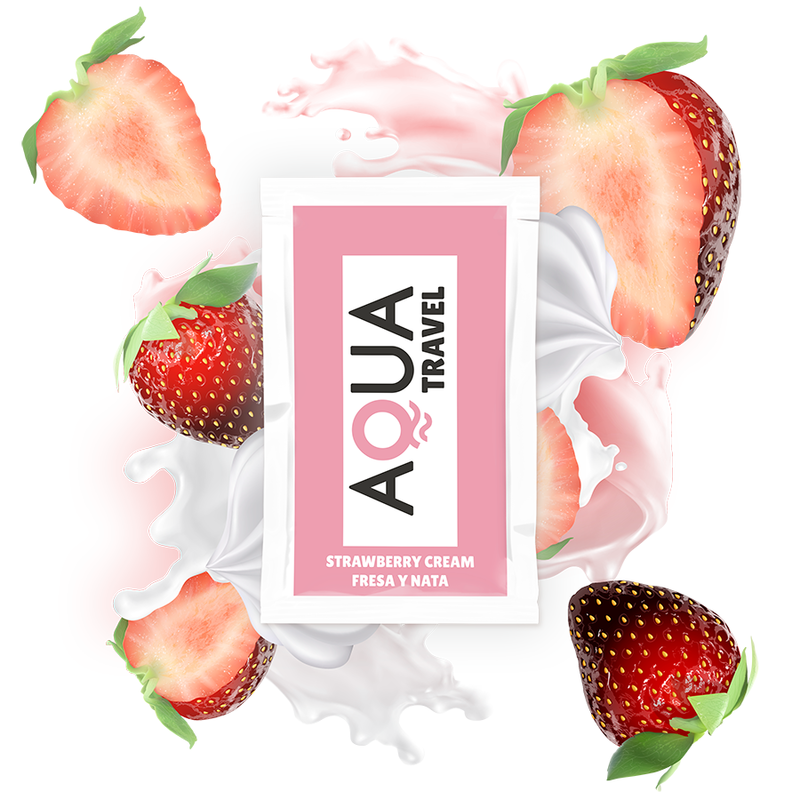 AQUA TRAVEL - STRAWBERRY CREAM FLAVOURED WATER-BASED LUBRICANT 6 ML