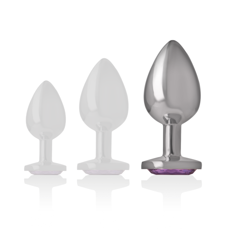INTENSE - ALUMINUM METAL ANAL PLUG WITH PURPLE CRYSTAL, SIZE L