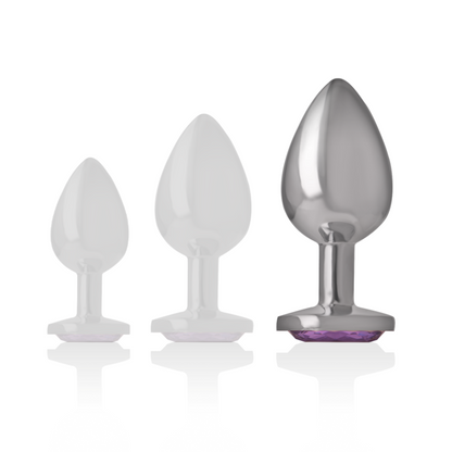 INTENSE - ALUMINUM METAL ANAL PLUG WITH PURPLE CRYSTAL, SIZE L