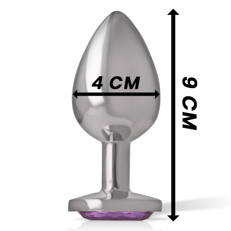 INTENSE - ALUMINUM METAL ANAL PLUG WITH PURPLE CRYSTAL, SIZE L