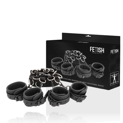 FETISH SUBMISSIVE - LUXURY BED RESTRAINT SET WITH NEOPRENE LINING