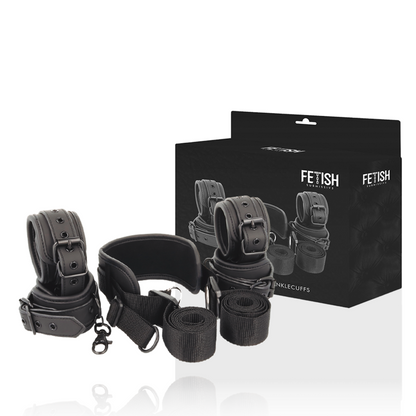 FETISH SUBMISSIVE - MASTER POSITION WITH 4 NEOPRENE-LINED HANDCUFFS