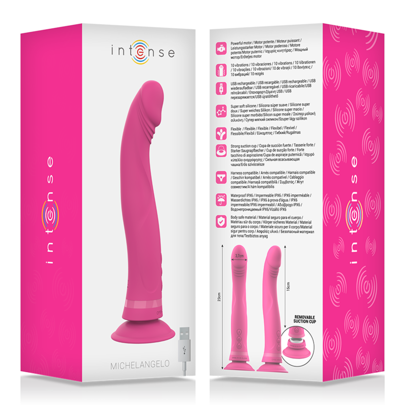 INTENSE - MICHELANGELO ROSA SILICONE VIBRATOR DILDO