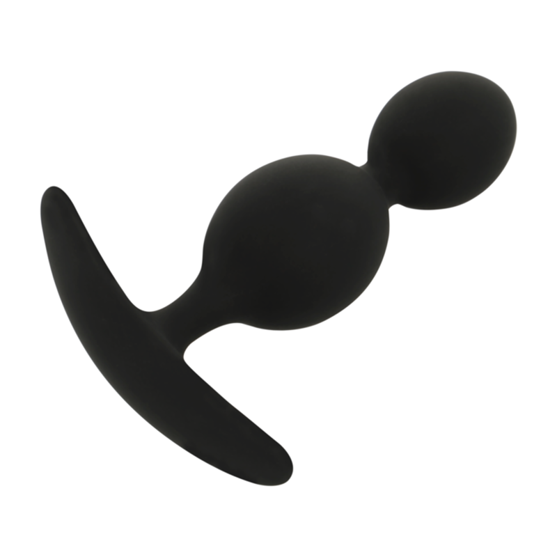 BLACK&SILVER - ORSON SILICONE BUTT PLUG WITH 2 ANAL WAVES 9 CM