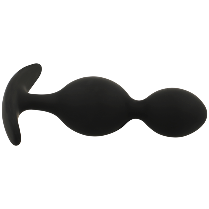 BLACK&SILVER - ORSON SILICONE BUTT PLUG WITH 2 ANAL WAVES 9 CM