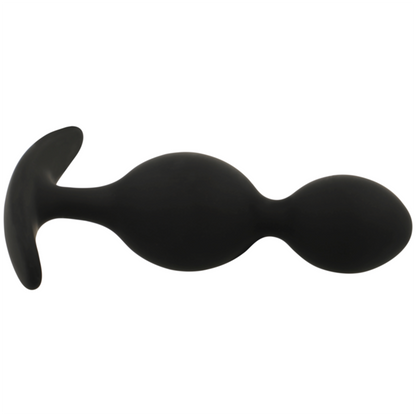 BLACK&SILVER - ORSON SILICONE BUTT PLUG WITH 2 ANAL WAVES 9 CM