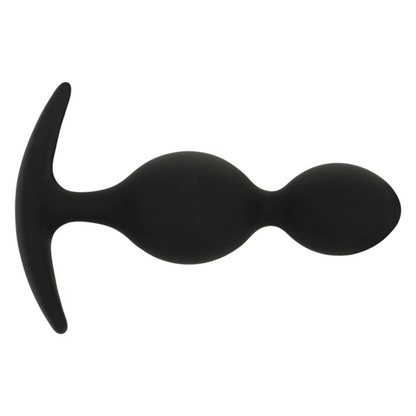 BLACK&SILVER - ORSON SILICONE BUTT PLUG WITH 2 ANAL WAVES 9 CM