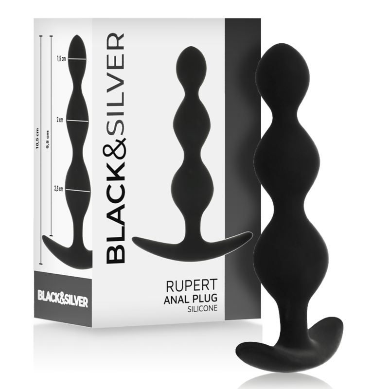 BLACK&SILVER - RUPERT ANAL BEAD CHAIN 10 CM