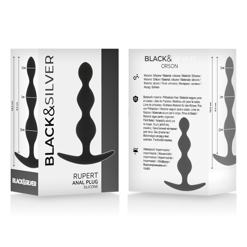BLACK&SILVER - RUPERT ANAL BEAD CHAIN 10 CM