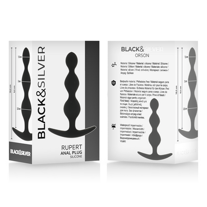 BLACK&SILVER - RUPERT ANAL BEAD CHAIN 10 CM